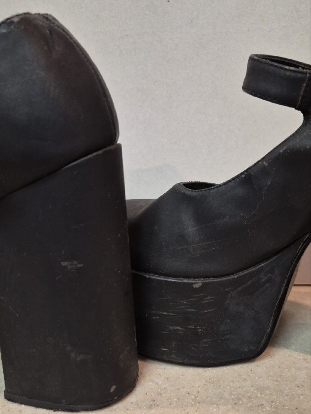 Asphalt Black Platform Mary Jane Heels with Leopard Insole - Picture 6 of 11